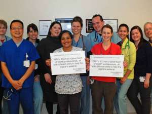 Staff celebrating the 5th anniversary of GRH's expanded intensive care unit